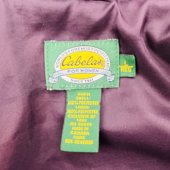 Womens L Cabela's Hooded Jacket Purple Fleece‎ Autumn Log Cabin Geese Embroidery - Picture 7 of 7